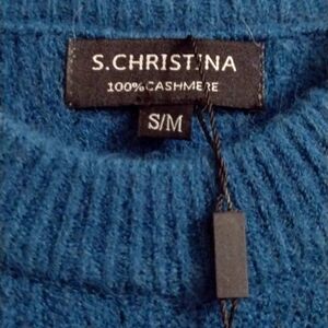 CASHMERE Teal Blue Cable Heavy Gauge Softest Warm Cashmere Wool NWT 🎁🛍️